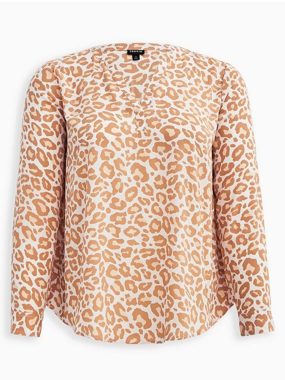 NWT Torrid 1 Leopard Print Georgette V-Neck White Tan 3911-CY